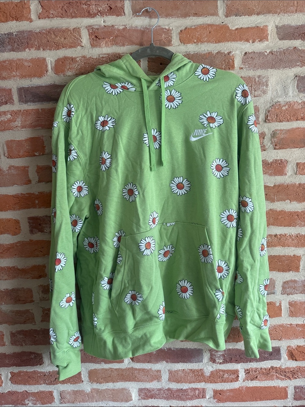 Nike Lime Green Daisy Hoodie with White & Orange Floral Print